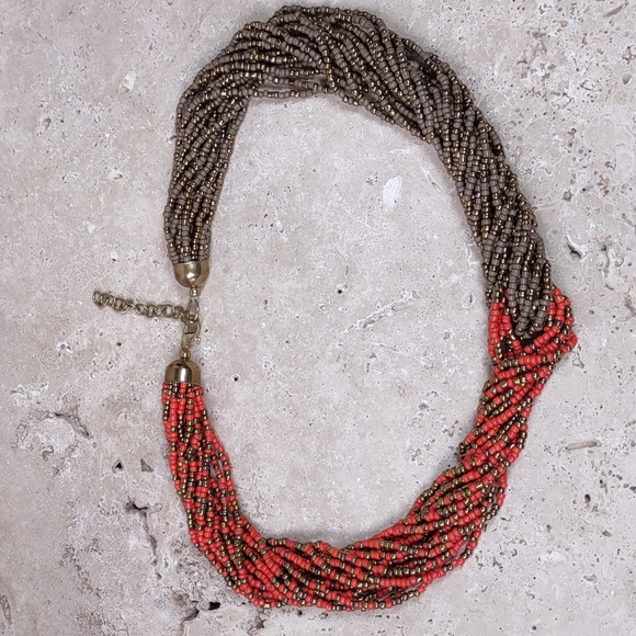 Two Tone Multi Strand Glass Seed Bead Necklace - Picture 4 of 6